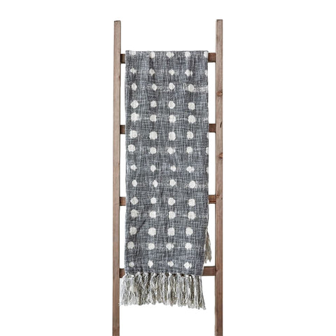 Cotton Slub Polka Dot Throw in Charcoal & Cream