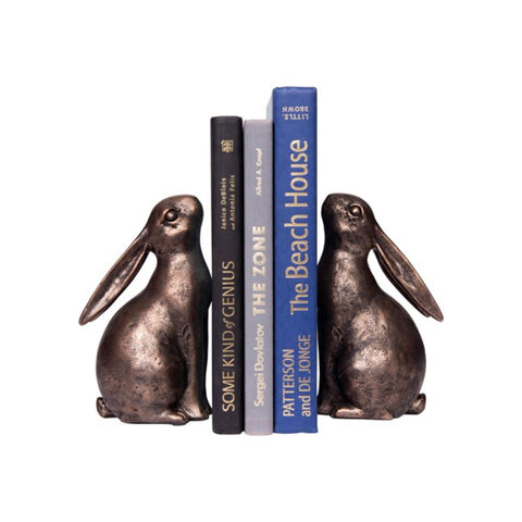 Pair of Bunny Bookends in Bronze Finish