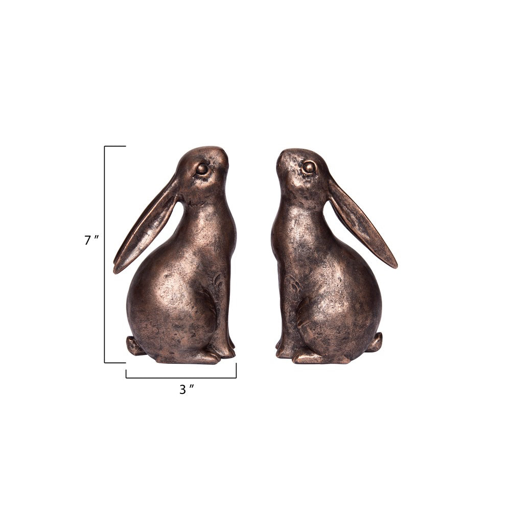 Pair of Bunny Bookends in Bronze Finish