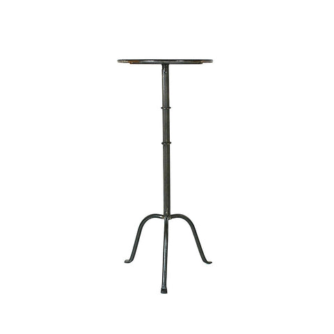 Round Drinks Side Table in Vintage Black Metal