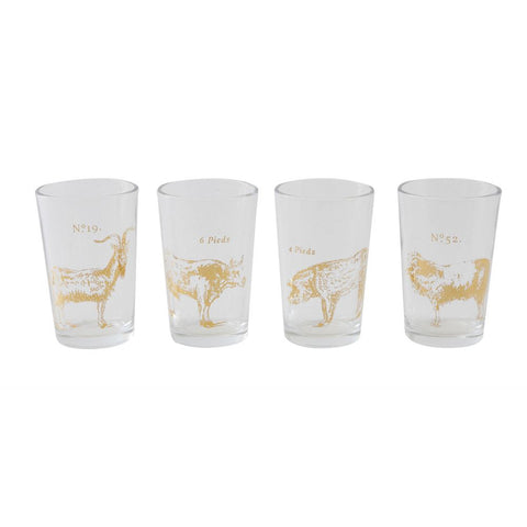 Vintage Farm Animal Drinking Glasses - Set of 4