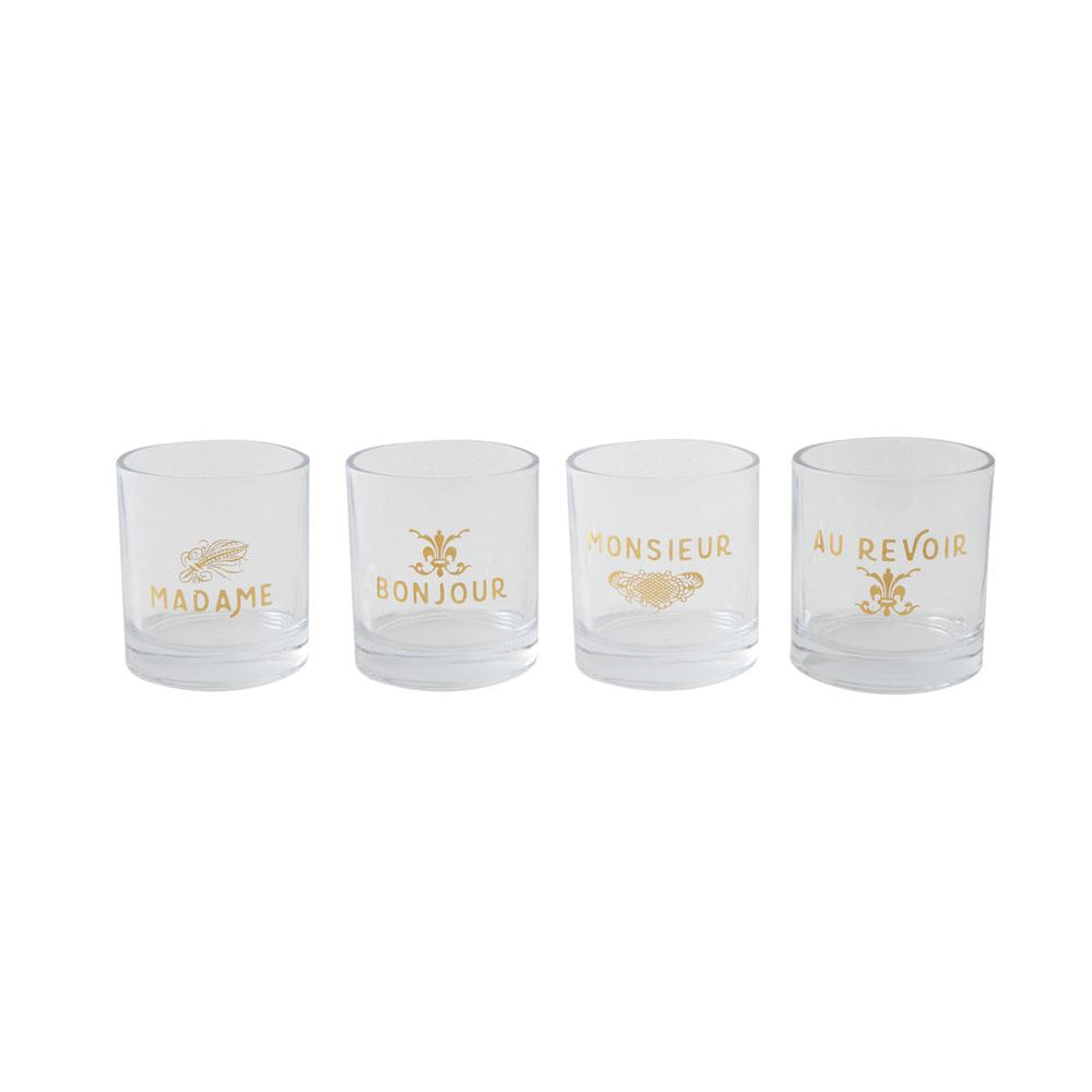 Française Drinking Glass Set with Gold Accents (Set of Four)