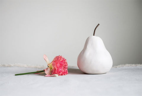 Matte White Stoneware 5-Inch Pear Decoration