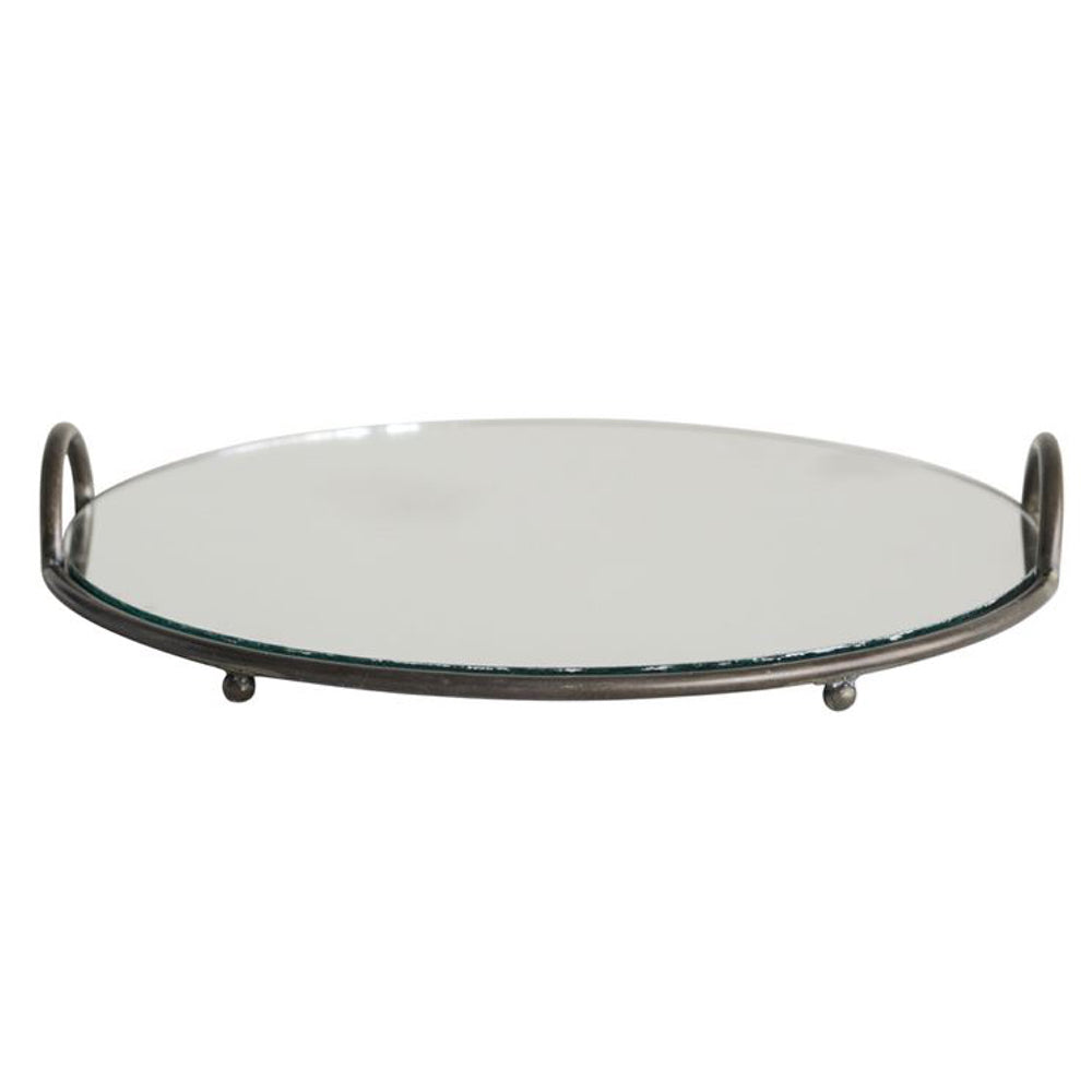 Round Metal & Mirrored Tray