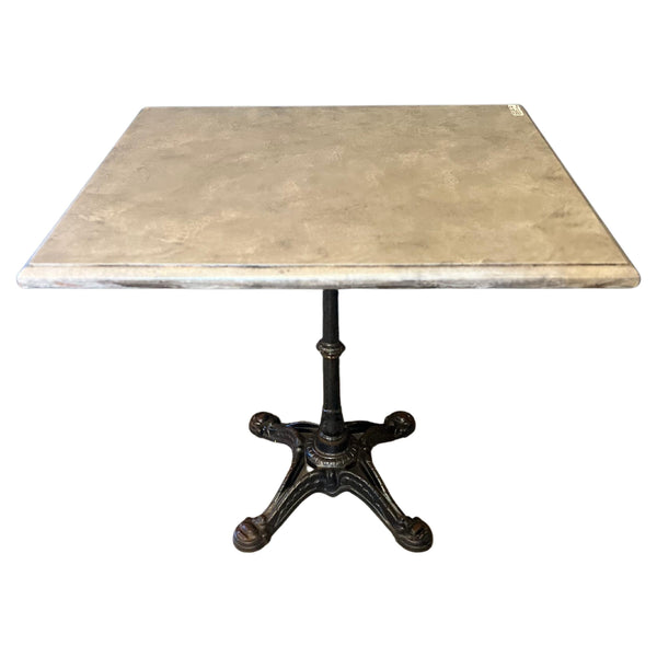 Vintage French Iron Bistro Table w/ Faux Marble Wood Top