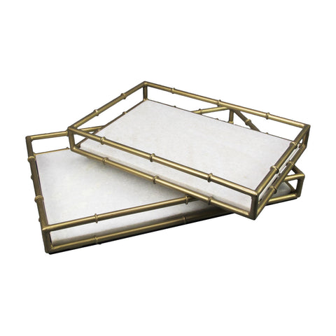 Brass Bamboo & Marble Trays