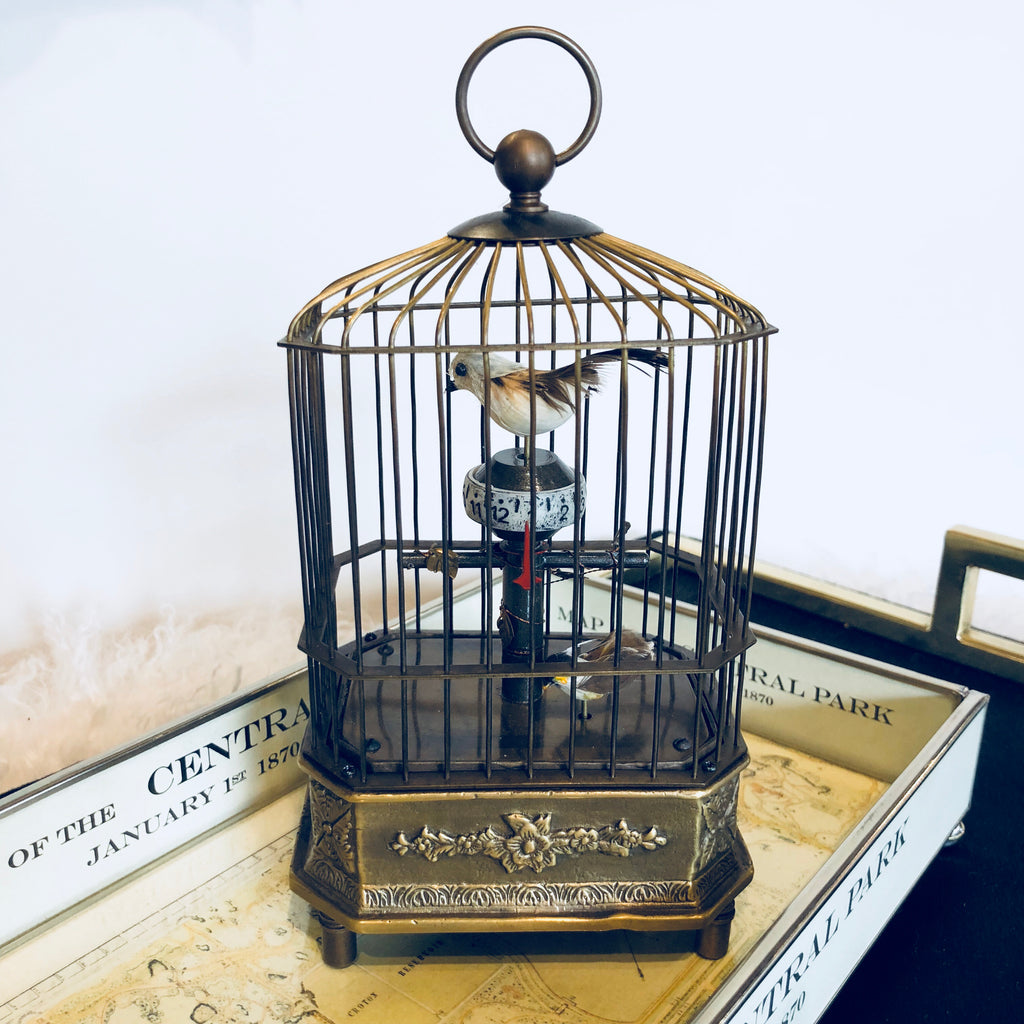 Vintage Moving Double Birdcage Clock