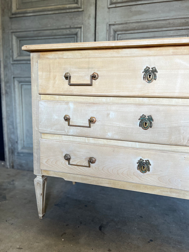 Antique French Empire Chest in Bleached Oak