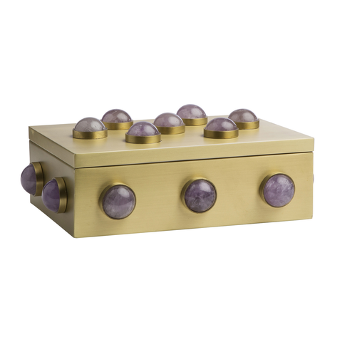 Pandora Amethyst Satin Brass Boxes, Small & Large Sizes