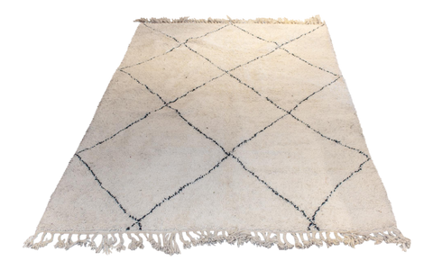 Moroccan Beni Ourain Double-Sided Berber Rug in Ivory and Black